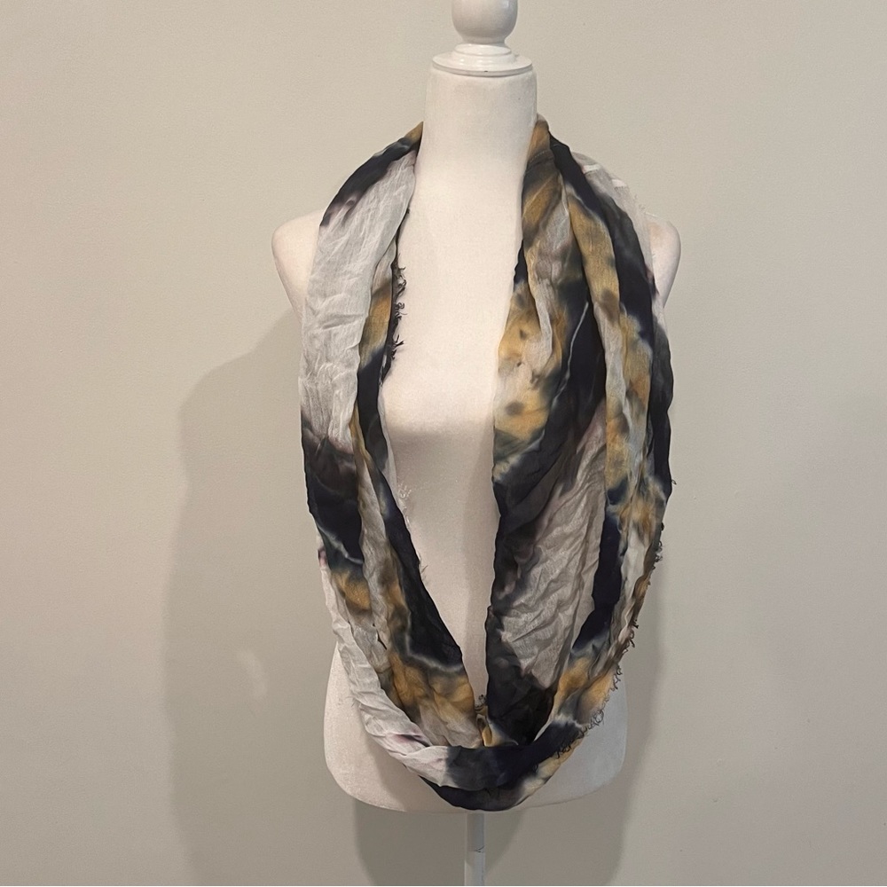 Brightly Twisted Infinity Scarf Blue & Yellow
